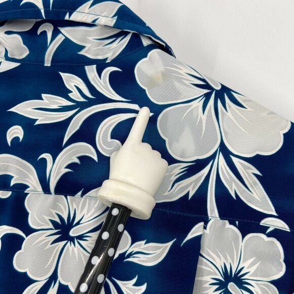 Kennington Hawaiian Shirt Men's  Medium Polyester Blue/Gray‎ Button Down - Picture 8 of 8